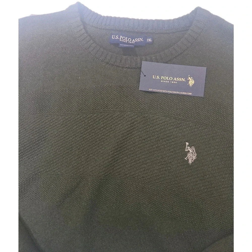 U.S. Polo ASSN. Men's Green Crew Neck Pullover Sweater‎ 2XL Long Sleeves